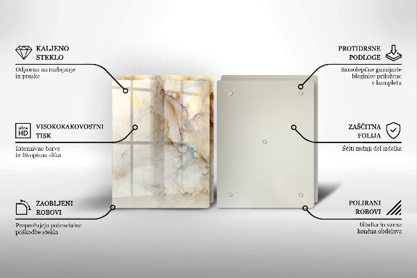 Induction hob cover Marble texture with gold