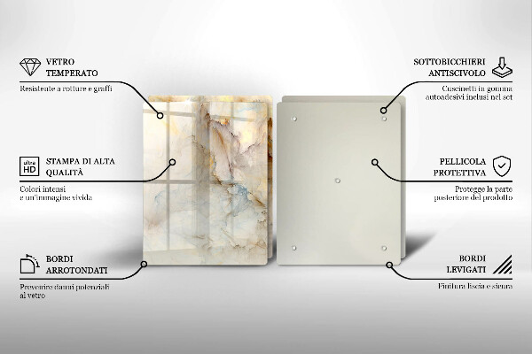 Induction hob cover Marble texture with gold