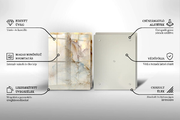 Induction hob cover Marble texture with gold