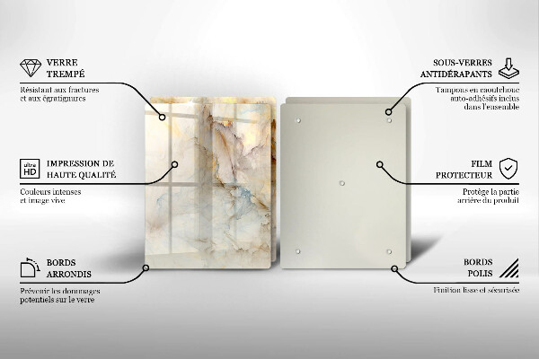 Induction hob cover Marble texture with gold