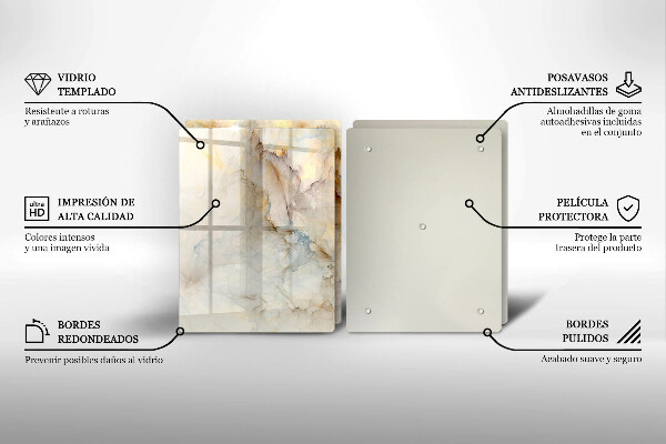 Induction hob cover Marble texture with gold