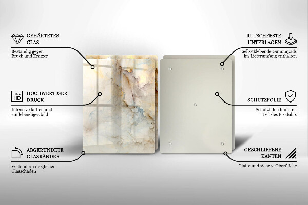 Induction hob cover Marble texture with gold