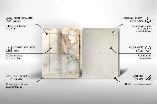 Induction hob cover Marble texture with gold