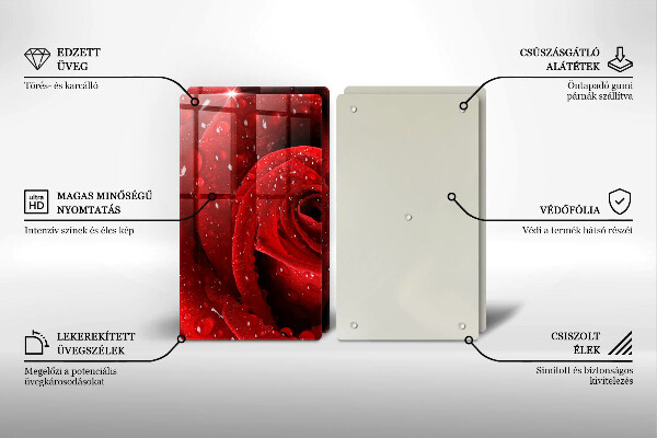 Induction hob cover Rose flower petals