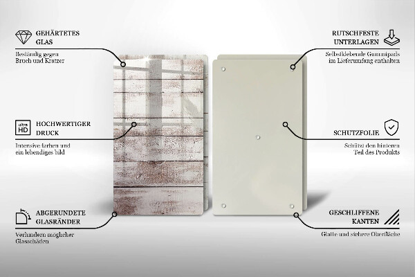 Induction hob cover Old wood boards