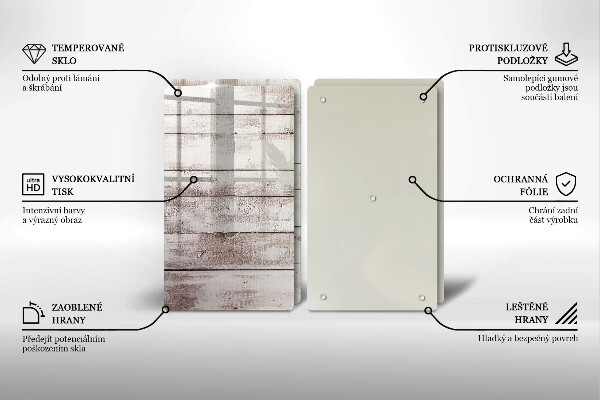 Induction hob cover Old wood boards