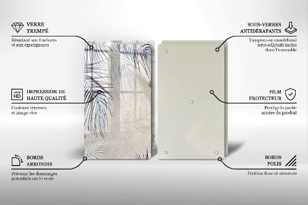 Induction hob cover Subtle leaves