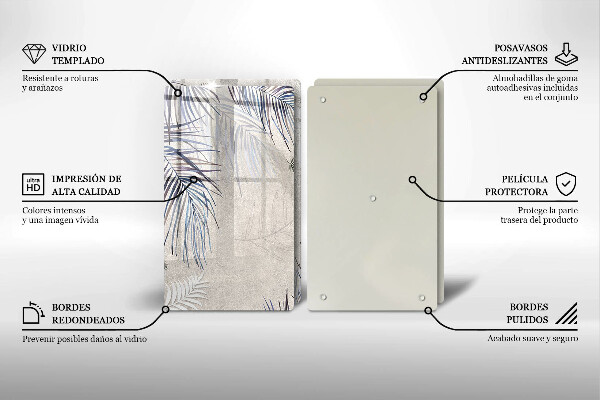 Induction hob cover Subtle leaves