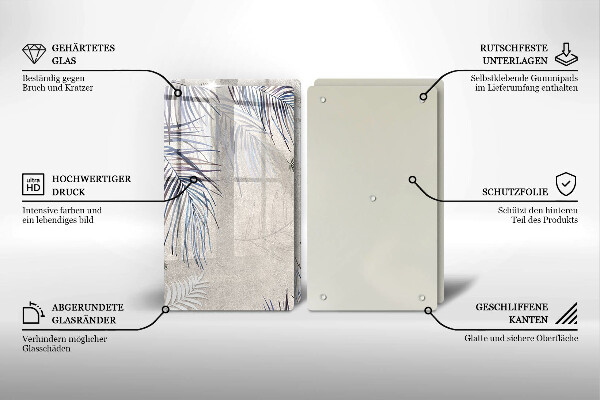 Induction hob cover Subtle leaves