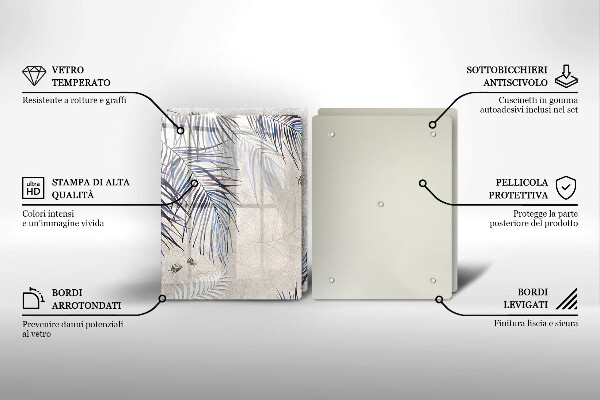 Induction hob cover Subtle leaves