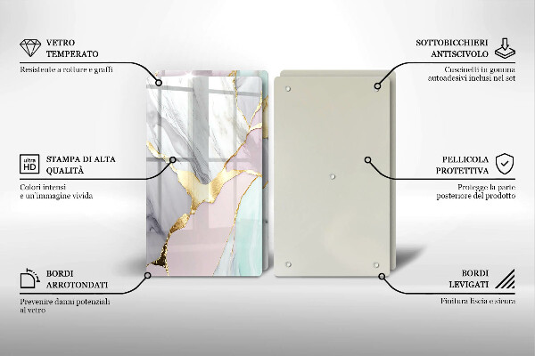 Induction hob cover Pastel marble