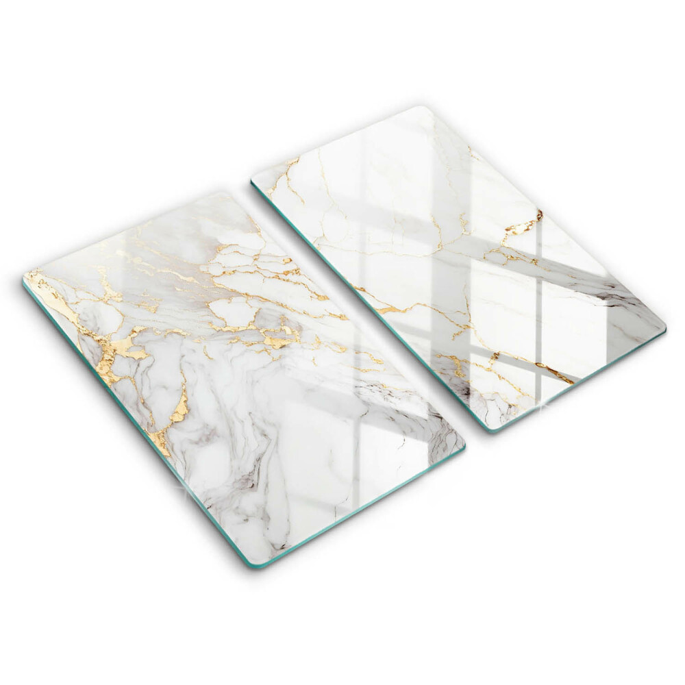 Induction hob cover Light marble with gold