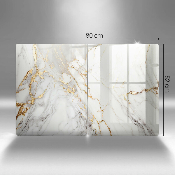 Induction hob cover Light marble with gold
