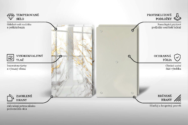 Induction hob cover Light marble with gold