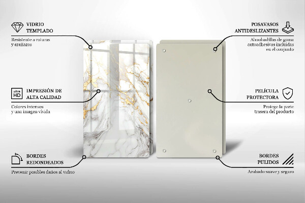 Induction hob cover Light marble with gold