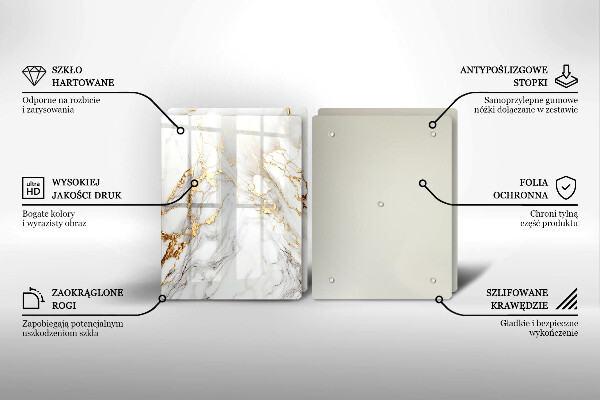 Induction hob cover Light marble with gold