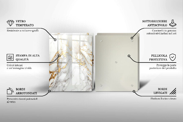 Induction hob cover Light marble with gold