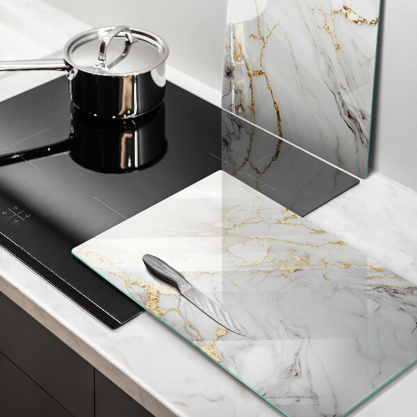 Induction hob cover Light marble with gold