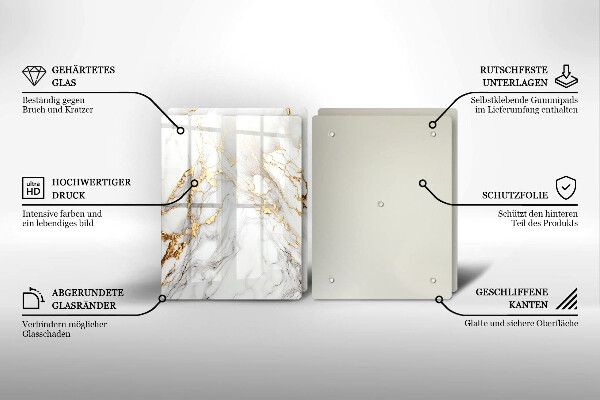 Induction hob cover Light marble with gold