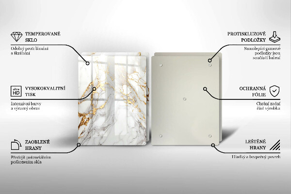 Induction hob cover Light marble with gold