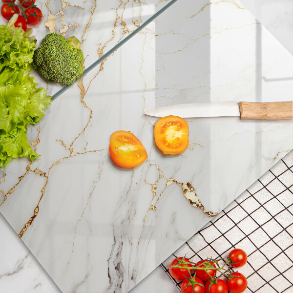Induction hob cover Light marble with gold