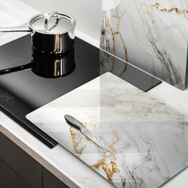 Induction hob cover Light marble with gold