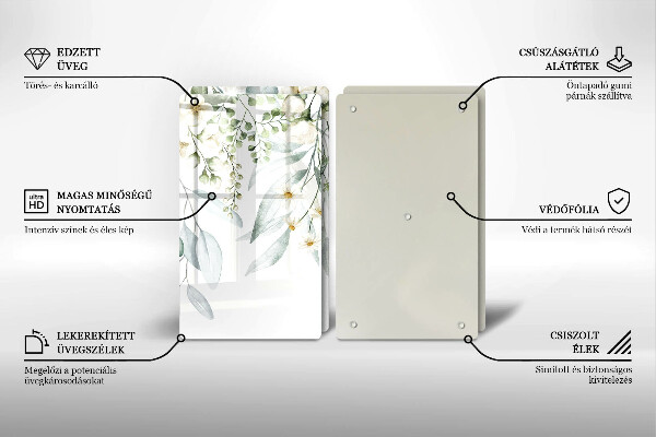 Induction hob cover Watercolor plants