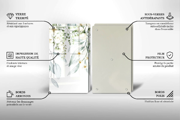 Induction hob cover Watercolor plants