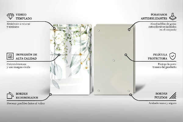 Induction hob cover Watercolor plants