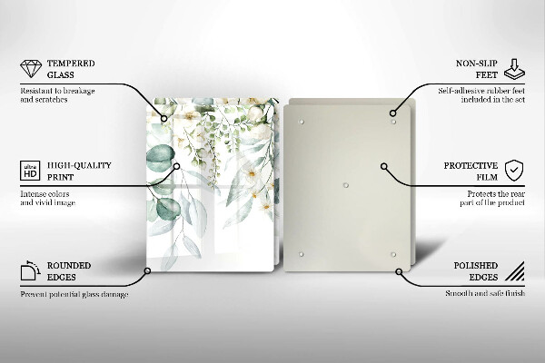 Induction hob cover Watercolor plants