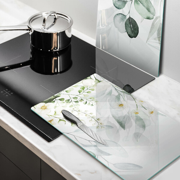 Induction hob cover Watercolor plants