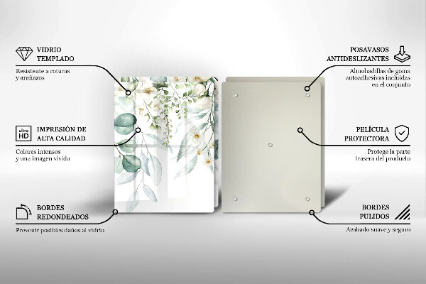 Induction hob cover Watercolor plants