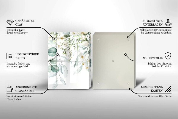 Induction hob cover Watercolor plants