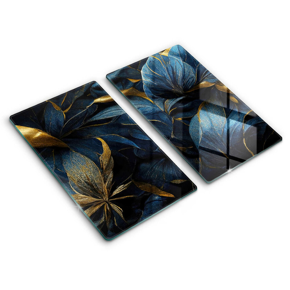 Induction hob cover Decorative leaves with gold