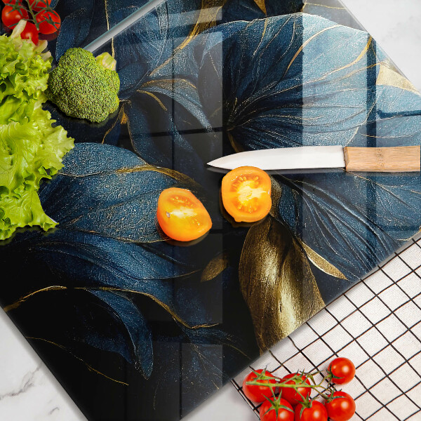 Induction hob cover Decorative leaves with gold