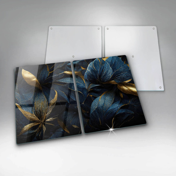 Induction hob cover Decorative leaves with gold