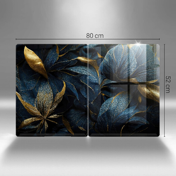 Induction hob cover Decorative leaves with gold