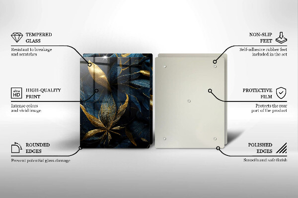 Induction hob cover Decorative leaves with gold