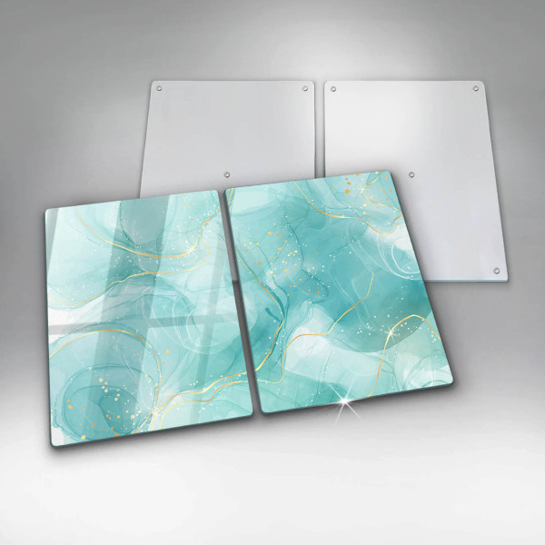Induction hob cover Blue-gold abstraction