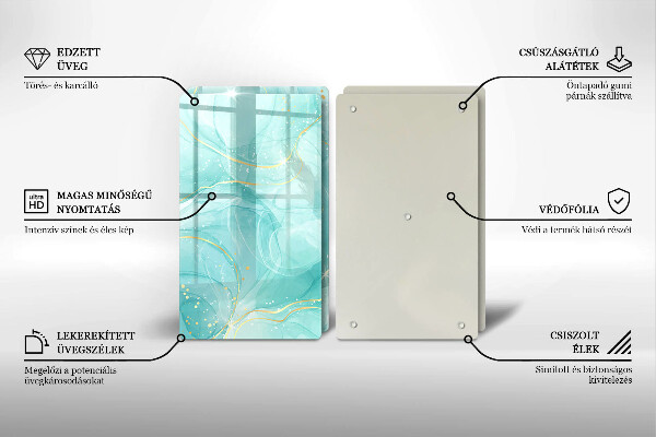 Induction hob cover Blue-gold abstraction