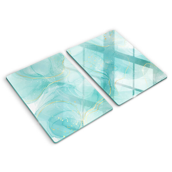 Induction hob cover Blue-gold abstraction