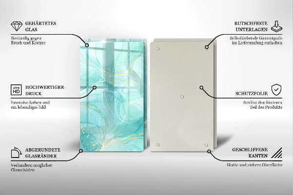 Induction hob cover Blue-gold abstraction