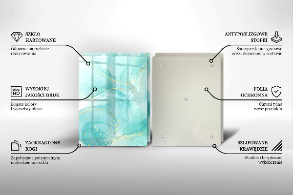 Induction hob cover Blue-gold abstraction