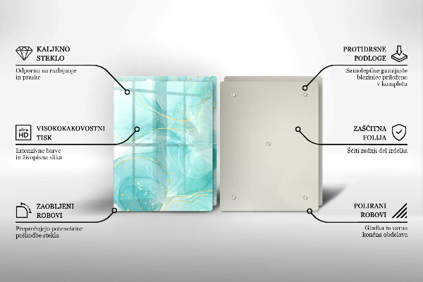 Induction hob cover Blue-gold abstraction