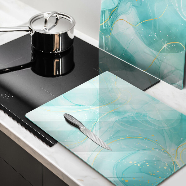 Induction hob cover Blue-gold abstraction