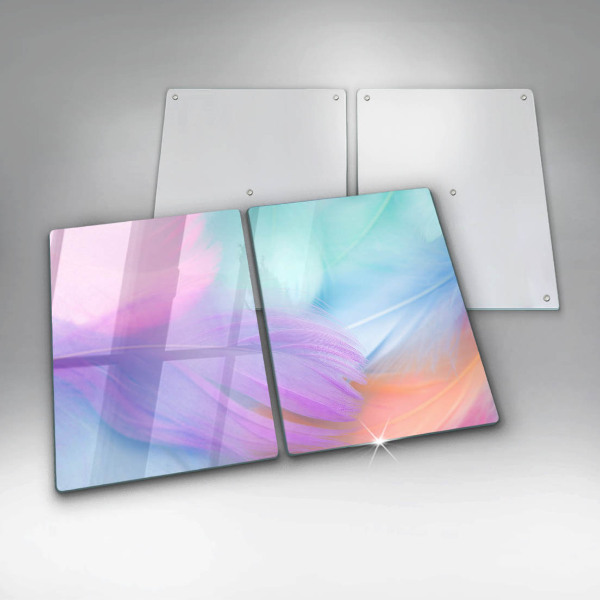 Induction hob cover Pastel feathers