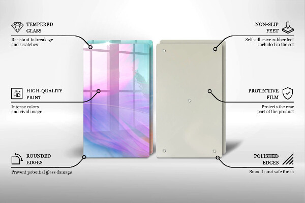 Induction hob cover Pastel feathers