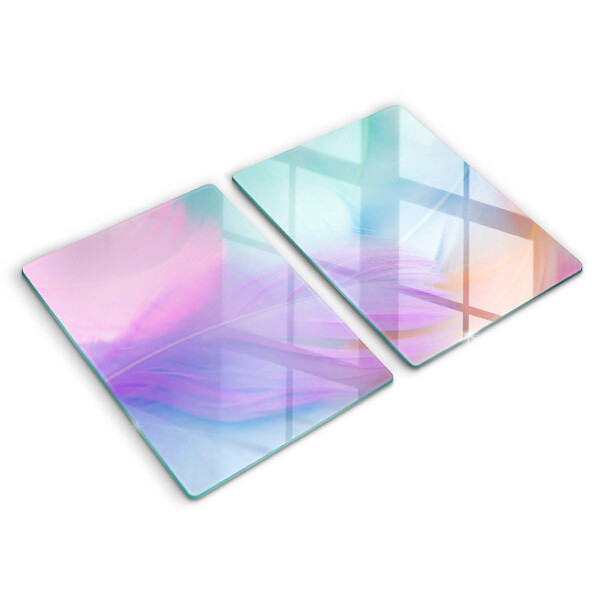 Induction hob cover Pastel feathers