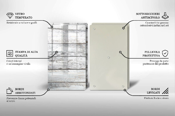 Induction hob cover Bright wooden boards