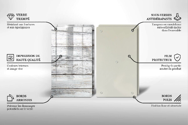 Induction hob cover Bright wooden boards